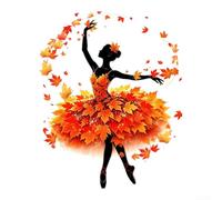 Sticker Fenêtre Feuille Érable Ballerine 31cm Réutilisable PVC | PVC Material, HD Printed Orange Design, Glue-free Application, Reusable Residue-free, For pour windows Glass Doors Mirrors
