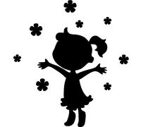 Sticker Fillette jouant aux fleurs