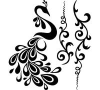 Sticker Fleurs céleste et son paon