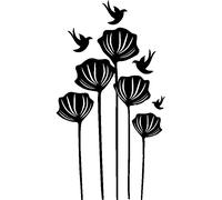 Sticker fleurs tropicales et oiseaux danseurs