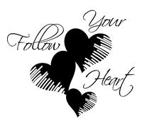 Sticker Follow your heart avec 3 cœurs