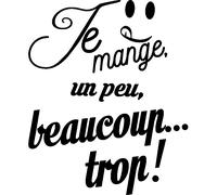 Sticker frigo citation je mange un peu, beaucoup