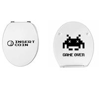 Sticker Fun Abattant toilette SPACE INVADER - Vinyl brillant couleur au choix (2 pièces)