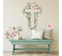 Sticker Géant croix et fleurs repositionnable