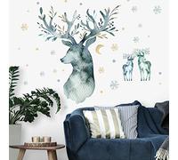 Sticker Géant Repositionnable Cerfs en Hivers Aquarelle