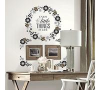 Sticker Géant Repositionnable Couronne de Fleurs et Message