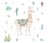 Sticker Géant Repositionnable Lama en Aquarelle