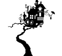 Sticker Halloween Design maison sur un arbre