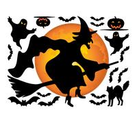 Sticker halloween sorcière volante