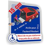 Sticker Handicap/Autocollant Véhicule équipé d'une Rampe d'accès Handicapé (Modèle Femme - 15 cm)