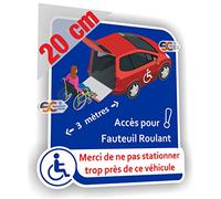 Sticker Handicap/Autocollant Véhicule équipé d'une Rampe d'accès Handicapé (Modèle Femme - 20 cm)