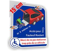 Sticker Handicap/Autocollant Véhicule équipé d'une Rampe d'accès Handicapé (Modèle Homme - 15 cm)
