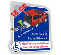 Sticker Handicap/Autocollant Véhicule équipé d'une Rampe d'accès Handicapé (Modèle Homme - 18 cm)