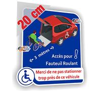 Sticker Handicap/Autocollant Véhicule équipé d'une Rampe d'accès Handicapé (Modèle Homme - 20 cm)