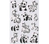 Sticker - HERMA - Familles de pandas et de zèbres - Blanc - Décoration murale - Enfant