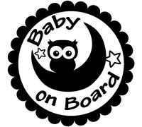 Sticker Hibou, lune et Baby on Board