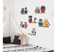 Sticker hiboux pirates sur branches