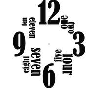 Sticker horloge Anglais et chiffres 12, 3, 6 et 9