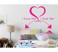 Sticker I love Him I love Her - Nombreuses tailles et couleurs disponibles