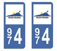 Sticker immatriculation 974 - Réunion - Auto