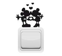 Sticker Interrupteur en découpe Kiss Mikey - Dimensions 11 Cm x 10 Cm - Noir - Mat