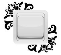 Sticker Interrupteur - Ornement Floral - Aspect Brillant Noir