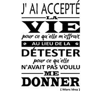 Sticker J'ai accepté la vie pour ce quelle m'offrirait - Marc Lévy