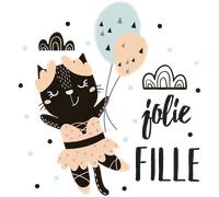 Sticker jolie fille & chaton scandinaves
