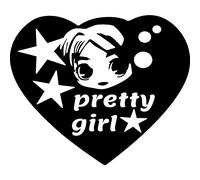 Sticker Jolie fille manga dans un coeur