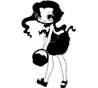 Sticker Jolie fille portant un panier