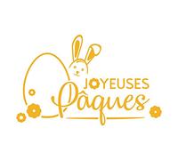 Sticker Joyeuses Pâques - Spécial Vitrine - Dimensions 80 x 50 cm de Couleur Orange Melon