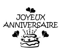 Sticker Joyeux annivesaire avec gâteau et coeur