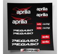 Sticker Kit Compatible With Tank And Helmet Motorcycle Racing Factory Pegaso Clear Vinyl Base Easy Application Uv Printing Logo Writings ® - April (White)
