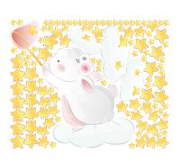 Sticker lapin attrape les étoiles + 110 étoiles