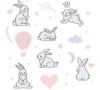 Sticker lapins rêveurs scandinave