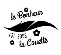 Sticker Le bonheur est sous la couette avec des fleurs