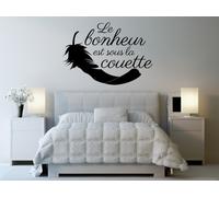 Sticker Le Bonheur est sous la couette - Nombreuses tailles et couleurs disponibles