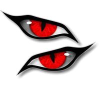 sticker licker Paire de Yeux de Démon Rouge Iris Vinyl Drone Casque Moto Autocollant Voiture 70x30mm Chaque