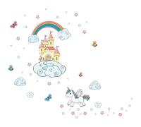 Sticker licorne et le château enchanté + 100 étoiles
