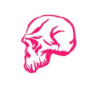 Sticker Logo Skull Tête De Mort 3 Adhésif Autocollant - Plusieurs Coloris Rose Fluo 5.5 X 6