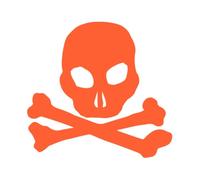 Sticker Logo Skull Tête De Mort Adhésif Autocollant - Plusieurs Coloris Orange Fluo 6.5 X 6