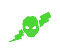 Sticker Logo Skull Tête De Mort Éclair 2 Adhésif Autocollant - Plusieurs Coloris Jaune Fluo 8.5 X 6