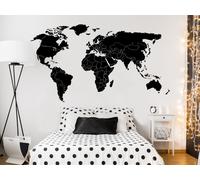 Sticker Mappemonde Frontières - Nombreuses tailles et couleurs disponibles