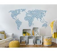 Sticker Mappemonde Musique - Nombreuses tailles et couleurs disponibles