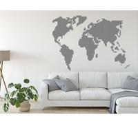 Sticker Mappemonde Pixels - Nombreuses tailles et couleurs disponibles