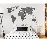 Sticker Mappemonde Points - Nombreuses tailles et couleurs disponibles