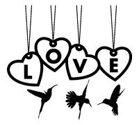 Sticker Message d'amour envoyé par les oiseaux