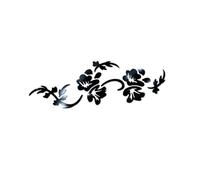 Sticker Miroir Mural Fleur Rotin Miroir Stickers Muraux BRICOLAGE Décor À La Maison Accessoires Convient for Lliving Chambre Décoration De Fond(Black)