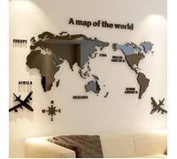 Sticker mural 3D - 3D Art - Carte du monde - Acrylique noir - Adulte - Mixte - 120 * 60cm
