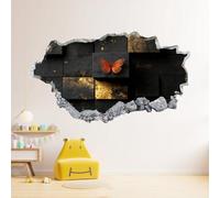 Sticker Mural 3D Amovible Papillon Décoration Murale Plancher Plafond Brisé Décalque Art Décoration Fond Géométrique Pour Salle De Bain Chambre Salon Salle De Jeux Murale